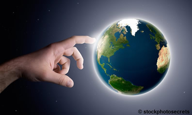 God's hand touches earth