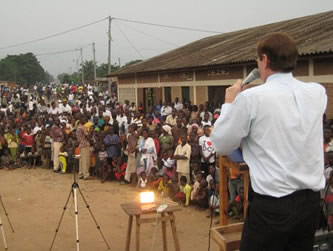 Preaching to crowds in Africa